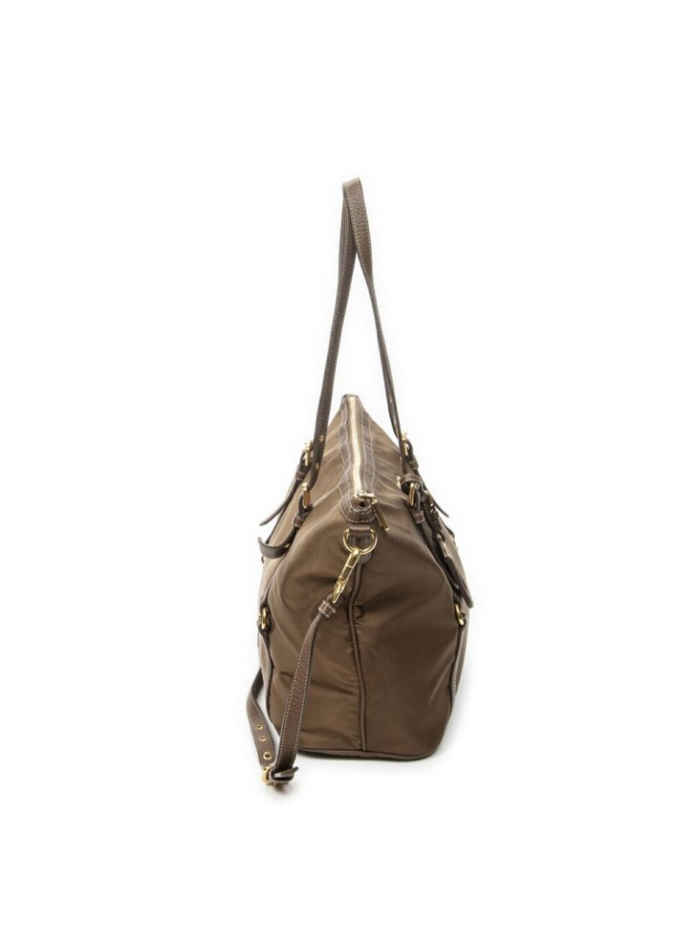 Prada Zip Shopping Tote Brown Nylon Canvas - Picture 4 of 10